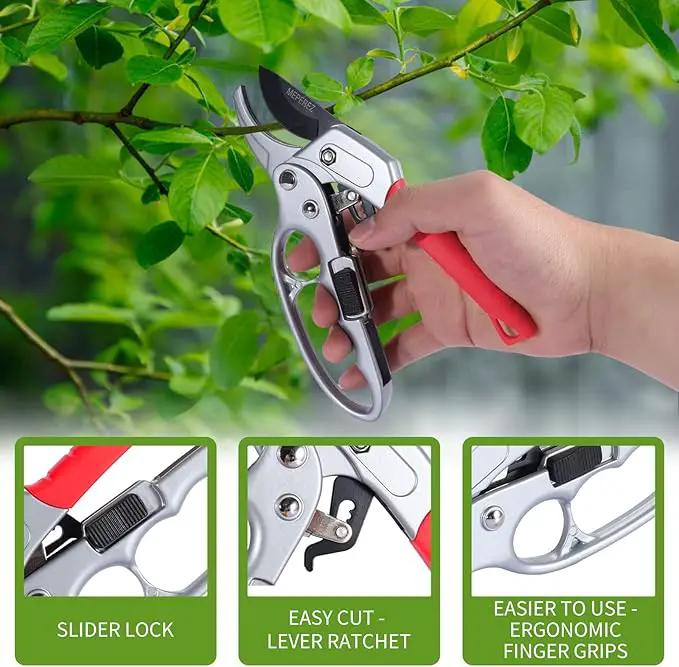 Garden Clippers, Premium Germany Pruners, Work 3 Times Easier, Professional Pruning Shears, Cutting Rose, Flower, Hedge, Stem, Sharp Scissors Gardening Tools, Arthritis Weak Hand Snips by GreenHaven Gardens