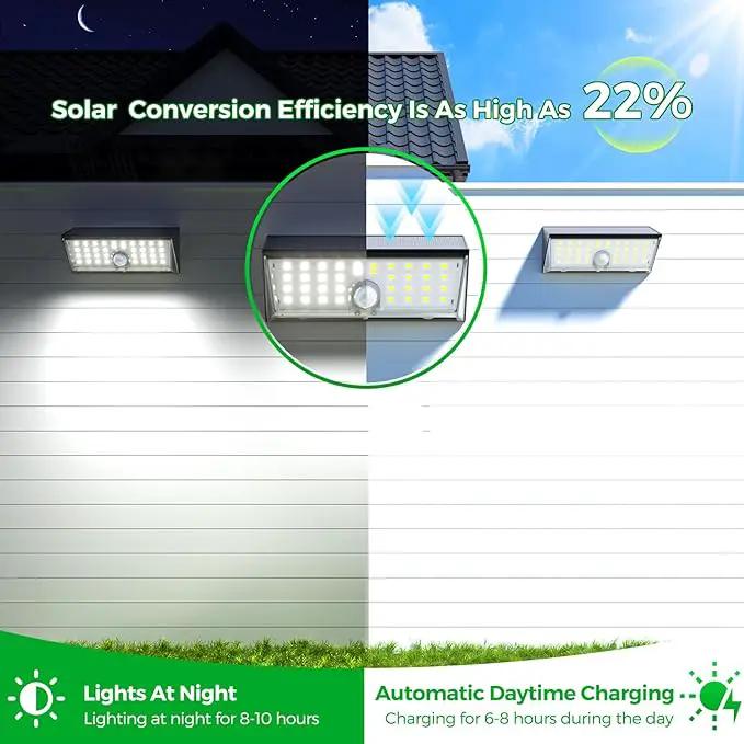 JSOT Solar Motion Lights Outdoor, 4 Modes Motion Sensor Lights Outdoor Waterproof IP65, 38LED Bright Wall Security Lighting for Outside Garage Garden Fence - Cool White 6Pack by GreenHaven Gardens