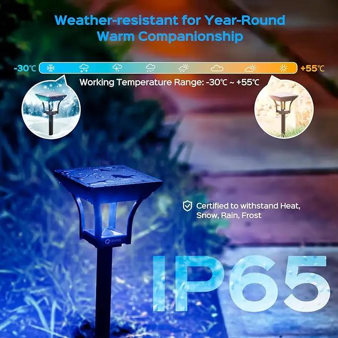CINOTON RGBW Solar Landscape Pathway Outdoor Lights with 3 Lighting Modes, IP65 Waterproof LED Solar Powered Wall Lights for Garden Yard Lawn Path Driveway Pool Backyard Warm White & Multicolor 4 Pack by GreenHaven Gardens