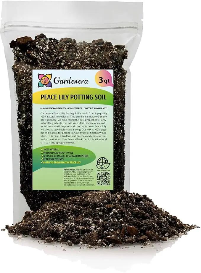 Gardenera's Premium Peace Lily Potting Mix : Hand-Crafted for Optimal Growth and Health - [3-Quart Bag] by GreenHaven Gardens