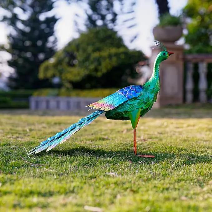 DREAMSOUL Peaock Garden Statues Metal Garden Sculptures & Statues Peacock Statue for Patio Yard Gift by GreenHaven Gardens