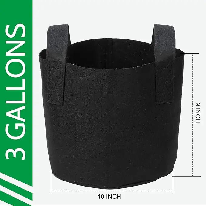 JERIA 12-Pack 3 Gallon, Vegetable/Flower/Plant Grow Bags, Aeration Fabric Pots with Handles (Black), Come with 12 Pcs Plant Labels by GreenHaven Gardens