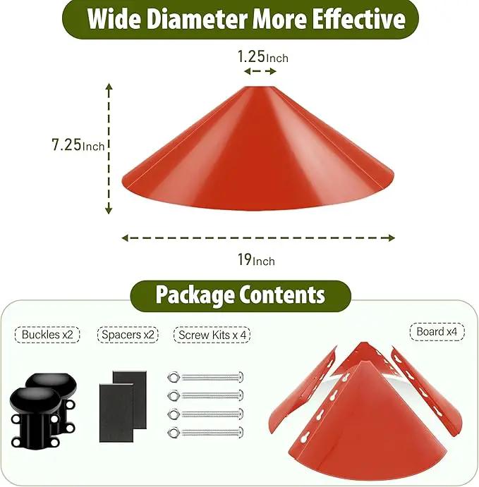 Squirrel Baffle for Bird Feeder Pole, 19-Inch Outdoor Bird Feeder Guard, Squirrel-Proof Birdhouse Baffles, Shepherd's Hook for Outside(Red) by GreenHaven Gardens
