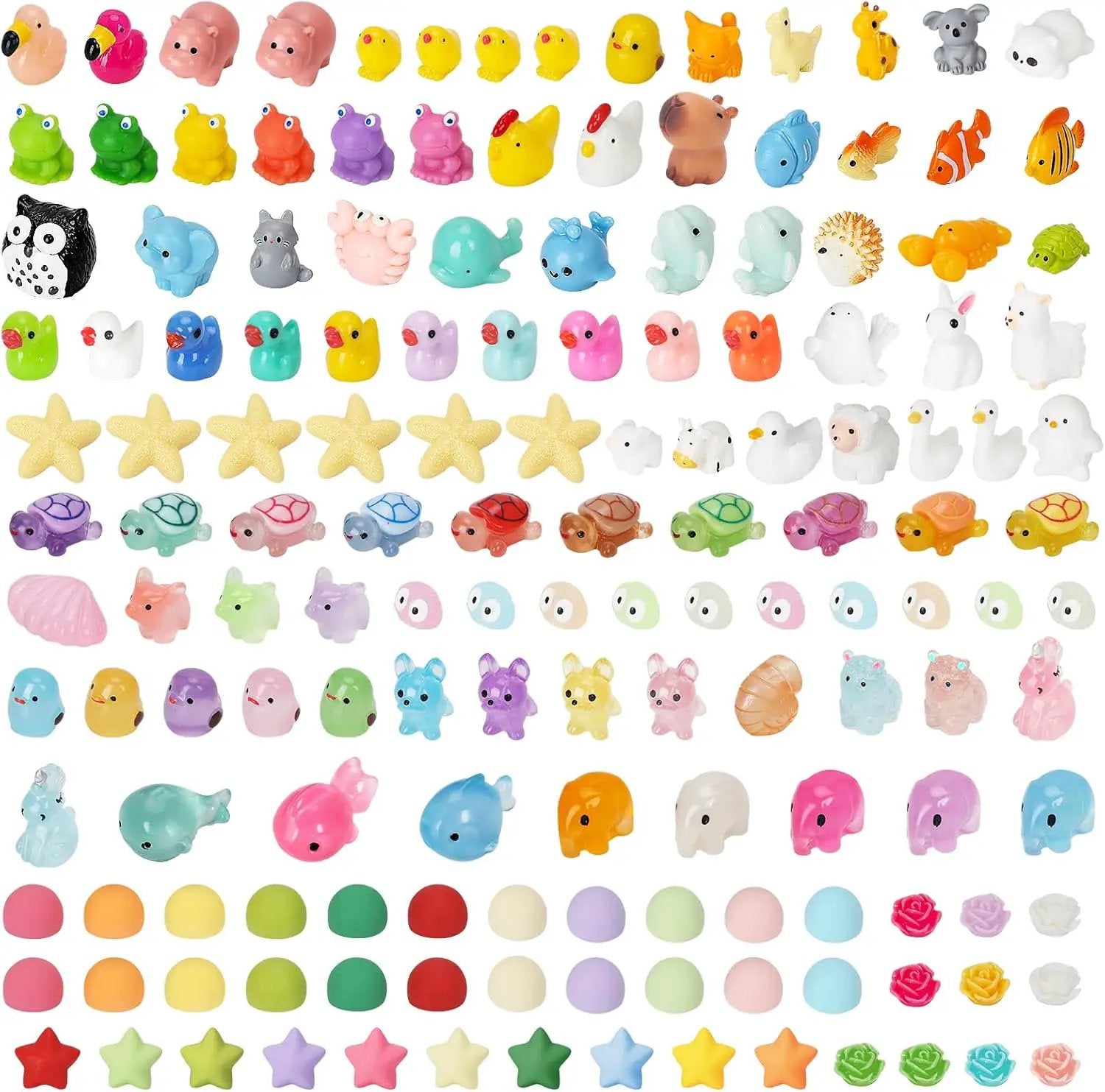 150 Pcs Mini Resin Animals, Miniature Animals to Hide Luminous Tiny Figurines Bulk Glow in The Dark Bulk for Fairy Garden Aquarium by GreenHaven Gardens