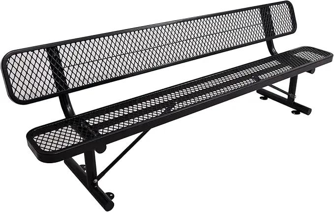 4/6/8 Feet Park Bench for Outside Heavy Duty Metal, Garden Benches Outdoor Bench with Backrest & Portable Frame, for Shopping Malls Stores Parks Patios Decks, Black by GreenHaven Gardens