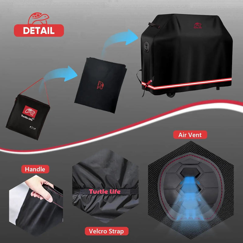 BBQ Grill Cover, 72 Inch Heavy Duty Waterproof 4-6 Burner Barbecue Gas Grill Covers for Weber Genesis Char-Broil Deluxe, Black by GreenHaven Gardens