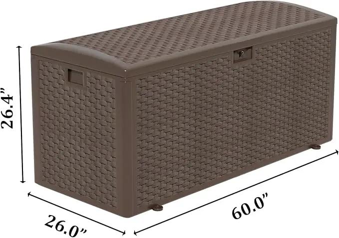 180 Gallon Pro Outdoor Storage Box Waterproof Lockable Resin Deck Box Large, Patio Storage Bin for Pool Accessories Cushion Furniture, Garden Tools, UV-Resistant Outside Delivery Brown by GreenHaven Gardens