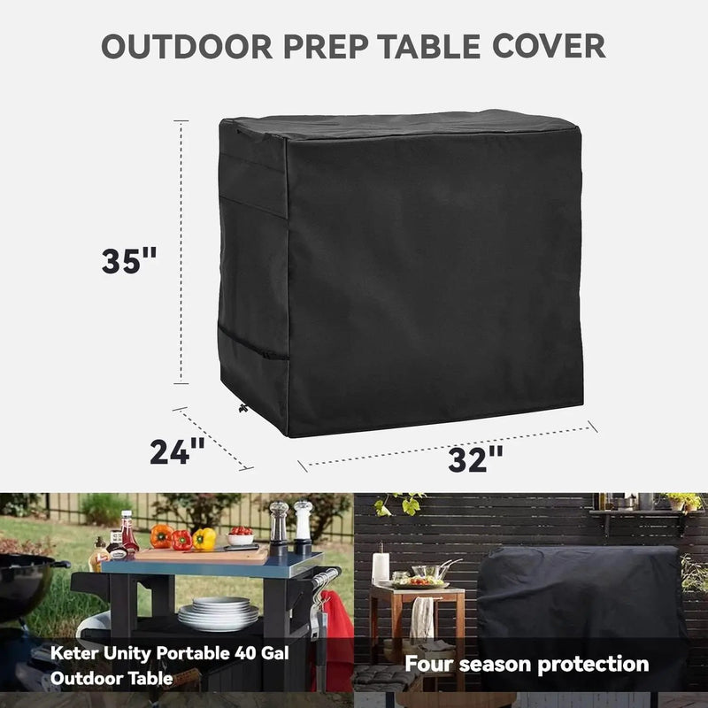 Outdoor Prep Table Cover - Heavy Duty Waterproof Cover for Ooni Medium Table and Keter Unity Small Portable Table, Compatible with 32 inch Outdoor Utility Cart and Storage Cabinet by GreenHaven Gardens