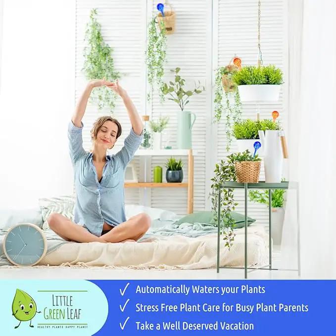 LGL Plant Watering Globes - Automatic Self Watering Globes. Decorative Self Watering Planter Inserts Made From Hand-Blown Durable Glass. Self Watering Spikes to Support Plant Health. 4 Pack, Small. by GreenHaven Gardens