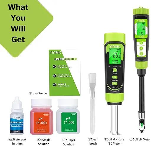 Digital Soil pH Moisture Tester,Plant Moisture pH Meter for Soil and Water,Great Soil Test Kit for Gardener,Digital 4 in 1 Soil Temp Moisture pH EC Tester for Lawn,Indoor&Outdoor Plant,Potting,Farm by GreenHaven Gardens