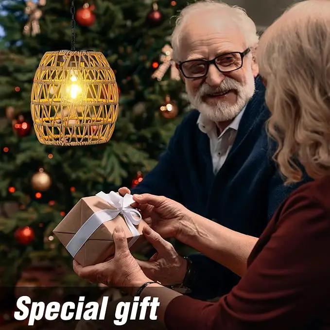Solar Lanterns Outdoor Waterproof Light, Rattan Solar Powered Lantern for Hanging or Table Lamp Chandelier Light for Outside Patio Yard Garden Gazebo Porch Home Decorations by GreenHaven Gardens