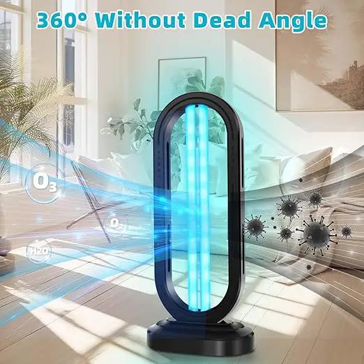 UV Light Sanitizer,4-Speed Timing and Remote Control UVC Home Disinfection Device,Ultraviolet Light Sanitizer for Bed Bugs and Dust Mites,UV Lamp for Whole Room,Black by GreenHaven Gardens