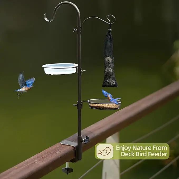 ERYTLLY Deck Hook Bird Feeder Pole Bird Feeder Porch Multi Hook Bird Feeding Station Kit Multi Feeder Hanging Kit Premium Bird Bath for Attracting Wild Birds Bird Feeder Planter Hanger by GreenHaven Gardens