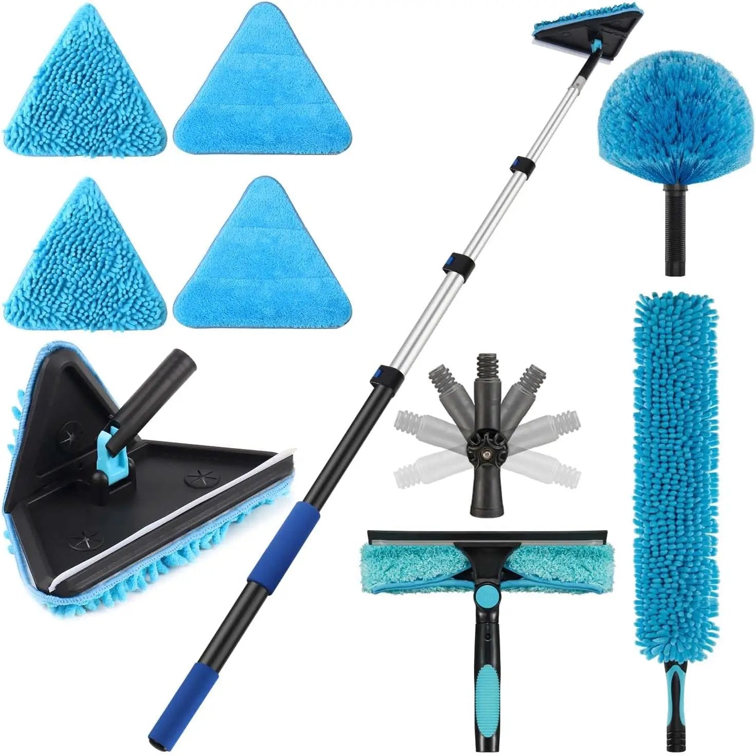 25 Feet High Ceilings Baseboard Wall Cleaner Mop with 18 Ft Extension Pole, Cobweb Duster, Window Cleaning Squeegee Kit (18ft) by GreenHaven Gardens