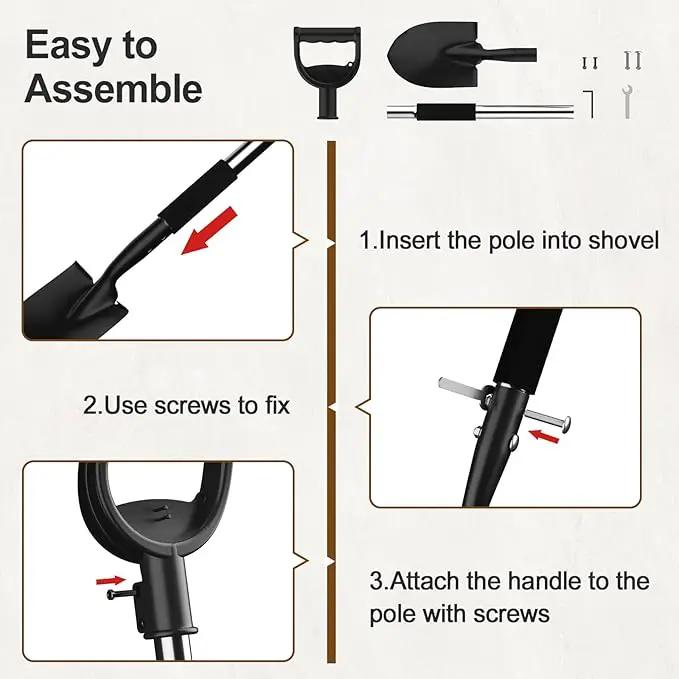 Small Shovel for Digging, 31 Inch Metal Spade Shovels with D-Grip Handle, Lightweight Short Gardening Digging Shovel by GreenHaven Gardens