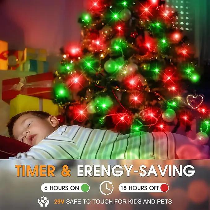 KNONEW 600FT 1500 LED Christmas String Lights Outdoor Green Wire Fairy Light 8 Modes & Timer Plug in Waterproof LED String Lights for Xmas Yard Tree Wedding Party Holiday Decorations(Red and Green) by GreenHaven Gardens