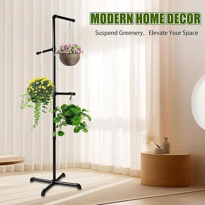 Hanging Plant Stand,Plant Hanger Indoor,Corner Hanging Plant Stand, Black Metal Hanging Plant Holder for Indoor Plants,Hanging Planter for Bedroom Living Room Garden Balcony by GreenHaven Gardens