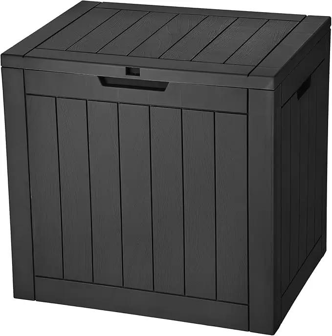 YITAHOME 30 Gallon Deck Box Outdoor Storage Box, Waterproof Resin Package Delivery and Storage Box with Lockable Lid for Patio Furniture Cushions, Pool Accessories, Garden Tools, Black by GreenHaven Gardens