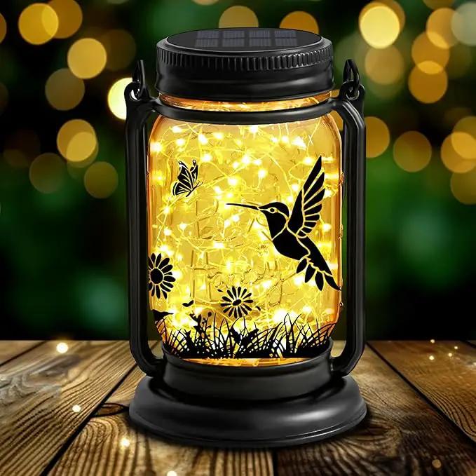 YJFWAL Hummingbird Solar Lanterns Outdoor Waterproof -Birthday, Mothers Day Gifts for Women Mom Grandma, Mason Jar Garden Lights for Patio, Yard, Porch, Balcony, Durable Garden Decor by GreenHaven Gardens
