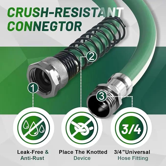 Heavy Duty Garden Hose 100 ft – Outdoor Hybird Water Hose with Solid Fitting - Flexible, Kinkless, Lightweight Garden Hose for Lawn Watering, Car Washing - Burst 500 Psi (100 ft) by GreenHaven Gardens