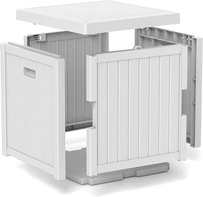 51 Gallon Resin Deck Box, Outdoor Storage Box Waterproof for Patio, Garden, Pool, and Deck, Storage Solution for Cushions, Tools, Delivery Packages, White by GreenHaven Gardens