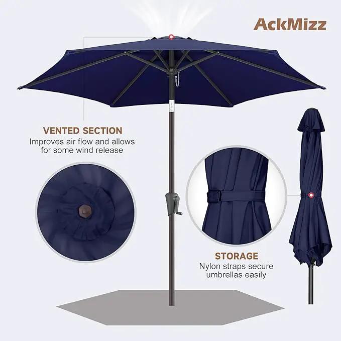 7.5ft Outdoor Patio Umbrella - Table Umbrella Waterprool UV Protection, Sombrillas de Patio with Push Button Tilt&Crank, Sun Umbrella for Pool, Porch, Garden, Deck, Backyard(Dark Blue) by GreenHaven Gardens