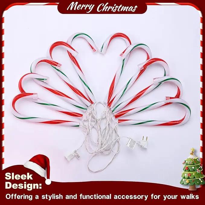 10" Christmas Candy Cane Pathway Lights, Set of 10 Pack Christmas Outdoor Decorations Candy Cane Lights Red & Green by GreenHaven Gardens