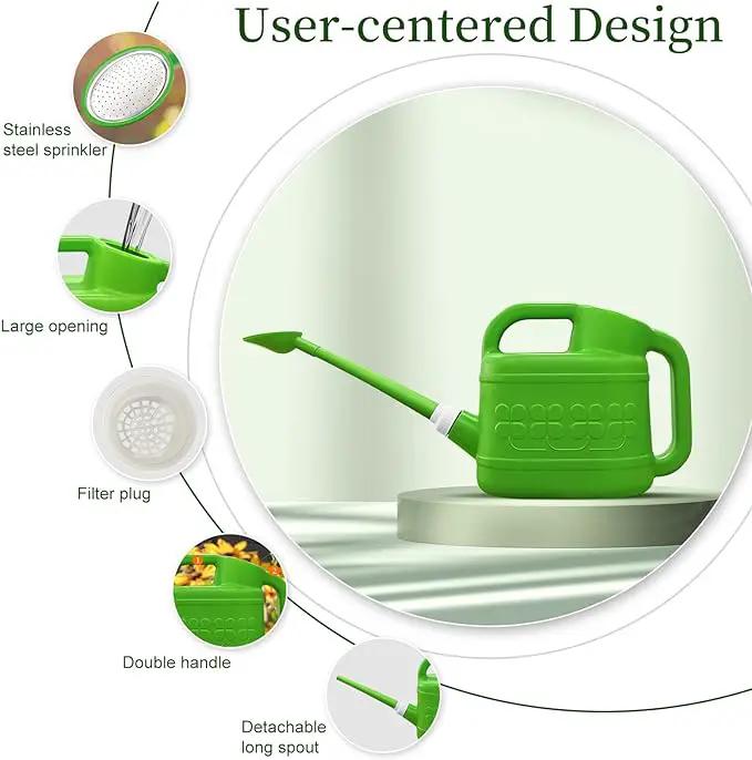 Qilebi 2 Gallon Watering Can for Outdoor Plants, Plant Watering Cans with Removable Long Spout and Stainless Steel Sprinkler Head, Large Plastic Watering Can for Garden Flowers Plants Light Green by GreenHaven Gardens
