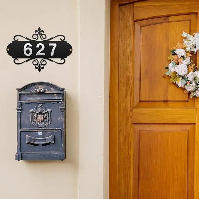 House Address Plaques Metal Address Sign Outside House Number Mailbox Number Sign for House Home Hotel Office Garden Decorative Wall Plaque(13.8 inch,Delicate Style) by GreenHaven Gardens