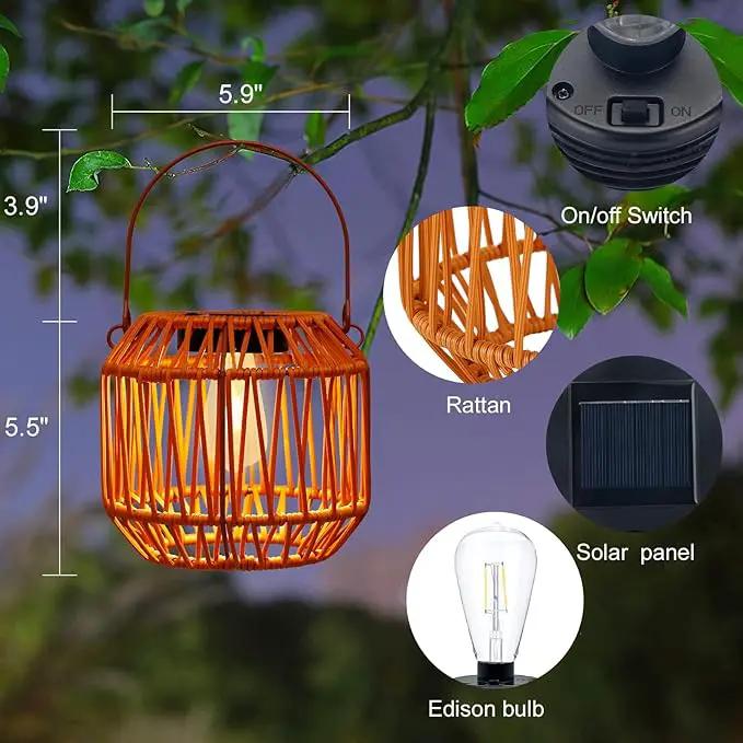 Solar Lanterns,Solar Boho Lanterns Outdoor Waterproof Wicker Lights for Outside Hanging Rattan Lights Outdoor Woven Lamp Decoration for Garden,Yard,Patio,Porch,Trees,Lawn,Pathway,2 Pack by GreenHaven Gardens