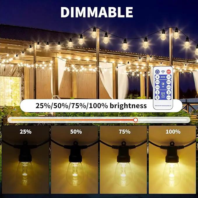 LED Outdoor String Lights 50FT,Patio Lights with 20 Dimmable Bulbs,IP66 Waterproof Shatterproof, with Remote Control,2700k Outside Hanging Lights for Backyard Porch Garden Decoration by GreenHaven Gardens