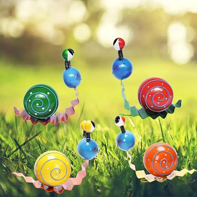 Metal Yard Art Cute Snails Garden Decor for Outside Lawn Ornaments Patio Outdoor Decorations - Set of 4(Yellow,Orange,Green,Red) by GreenHaven Gardens