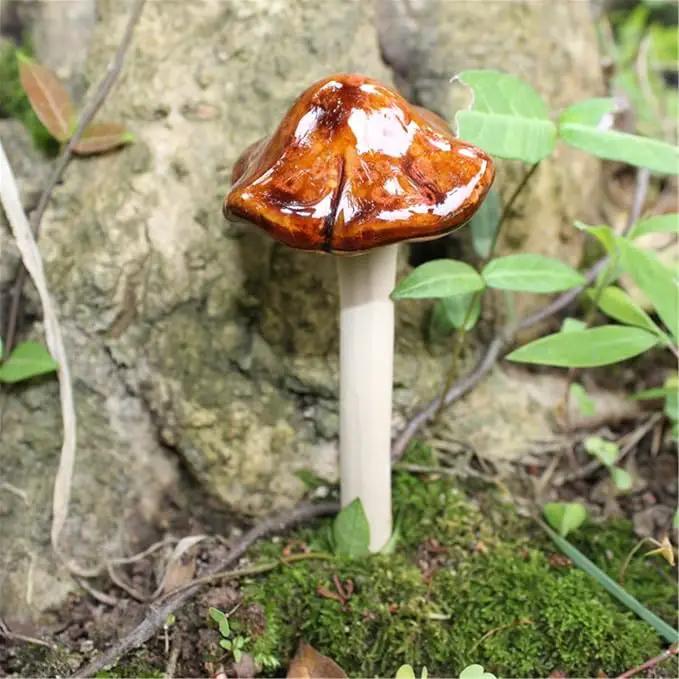 Peohud 12 Pack Ceramic Garden Mushrooms, Lawn Ornament Decor Mushrooms for Fairy Garden, Yard, Indoor, Outdoor, 4.7 Inch by GreenHaven Gardens