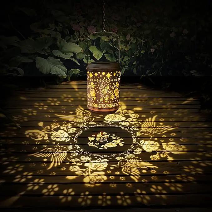 Kaixoxin Solar Garden Decor Metal Lantern Hummingbird Table Lamp Bronze Outdoor Dercoration Great Gift for Women Mon Grandma Hanging Lights for Patio Courtyard Garden by GreenHaven Gardens