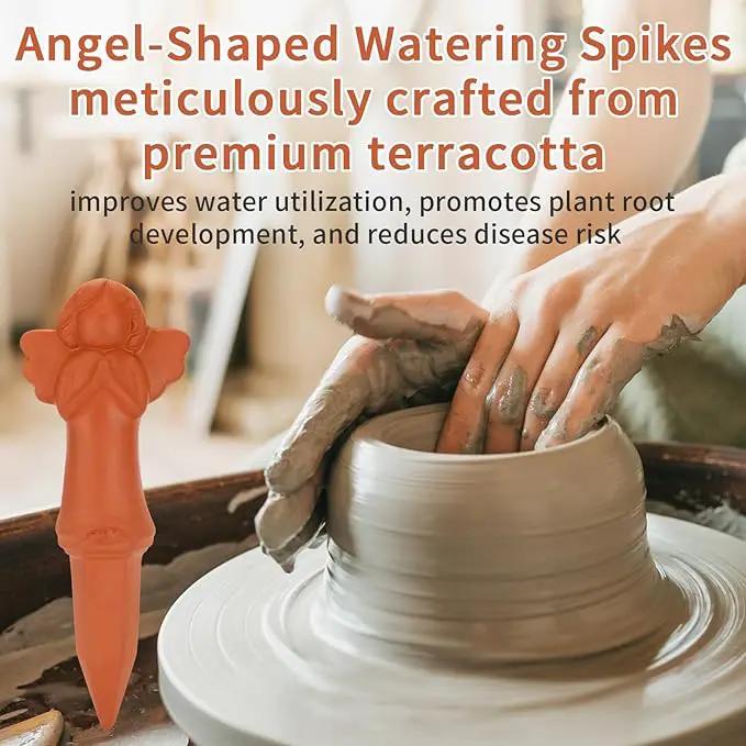 WILDKEN Terracotta Watering Globes, 3 Pack Angel Shaped Plant Watering Spikes Vacation Self-Watering Planters Devices for Indoor and Outdoor Plants by GreenHaven Gardens