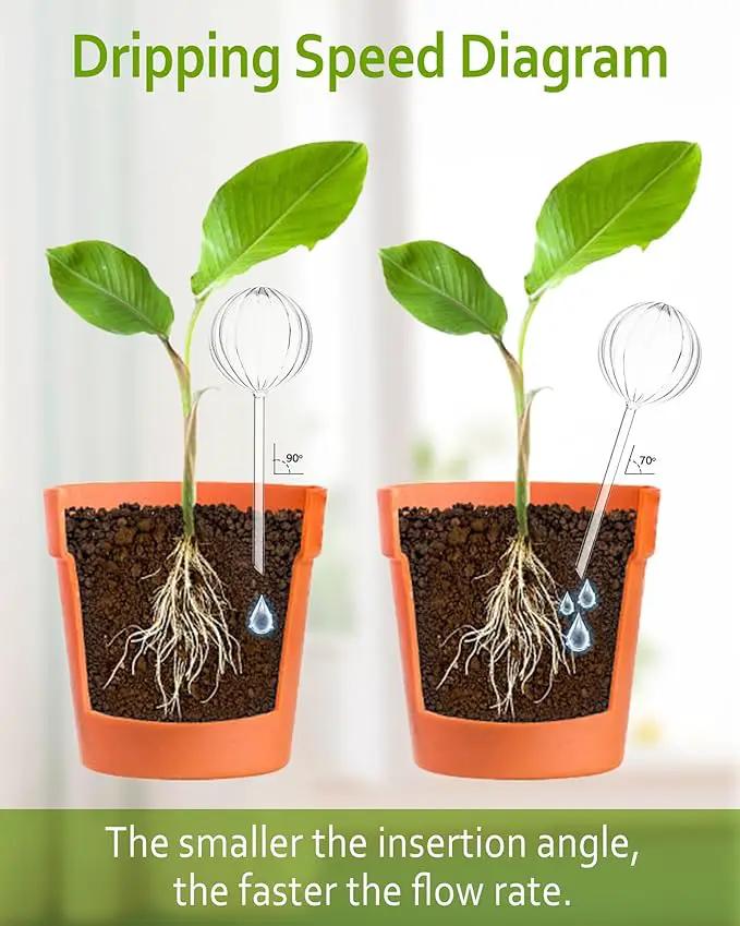 DN DECONATION 4 Pcs Plant Watering Globes, Clear Glass Watering Bulb, Watering Bulbs for Indoor Plants & Outdoor Plants, Automatic Plant Watering System to Support Plant Health, Striped Water Globes by GreenHaven Gardens