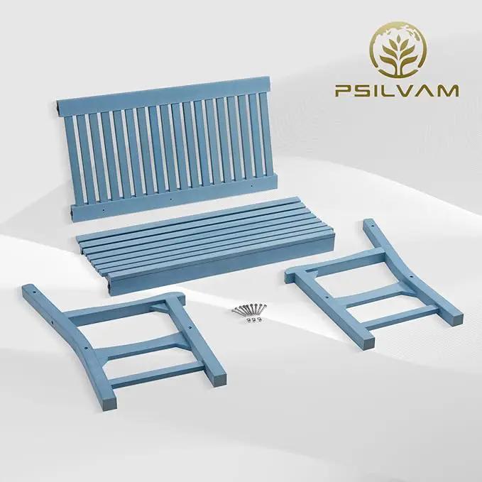 Psilvam Garden Bench, 2-Person Poly Lumber Patio Bench, All-Weather Outdoor Bench That Never Rot and Fade, Memorial Bench, Suit for Garden, Porch and Park(Blue) by GreenHaven Gardens