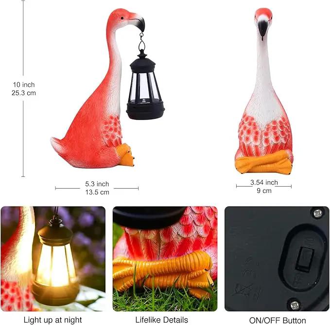 Goodeco Flamingo Statue with Solar Lantern - Artistic Pink Flamingo Decor for Outdoor Garden & Home, Flamingo Gifts for Women - Flamingo Lamp with Solar Lights Outdoor by GreenHaven Gardens