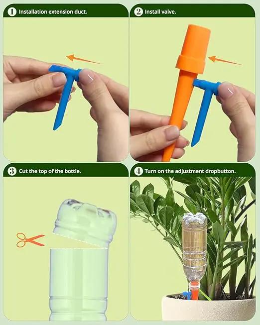 New Self Watering Spikes, Automatic Watering System with Slow Release Control Valve Switch, Ideal for Outdoor Plants, Garden, Travel and Busy People(12, Orange+Green) by GreenHaven Gardens