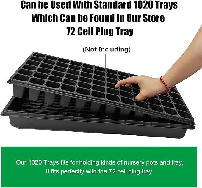 Plant Growing Nursery, Standard 1020 Trays Plastic Sturdy Farmer Self Seedling Tray for Microgreens Indoor Nursery Pots Transplantation (5-Pack, 21.6"×11.2", 2.52" Deep, no Holes) by GreenHaven Gardens