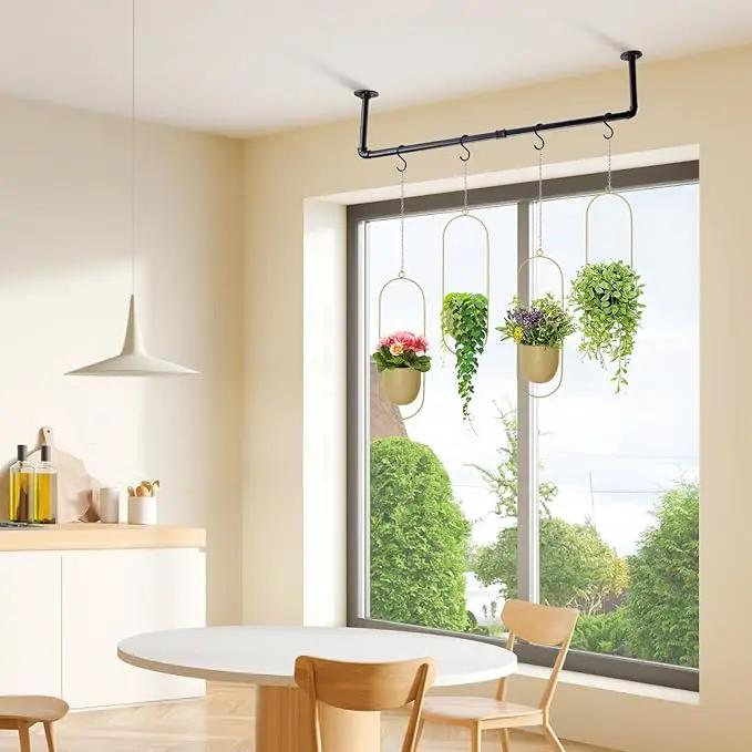 Plant Hanger Indoor, 34.2in Strong Load-Bearing Hanging Plant Holder, Window Plant Rod Black Metal Bar for Wall Ceiling Decor Shelves, 2 Pcs(Pot Chain & Plant Not Included) by GreenHaven Gardens