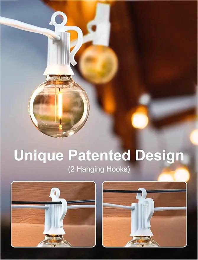 Brightown 25 Feet LED Outdoor String Lights with Shatterproof G40 Edison Bulbs, Connectable and Weatherproof Strand, Commercial Grade Patio Lights for Backyard Garden Patio Decorative, White by GreenHaven Gardens