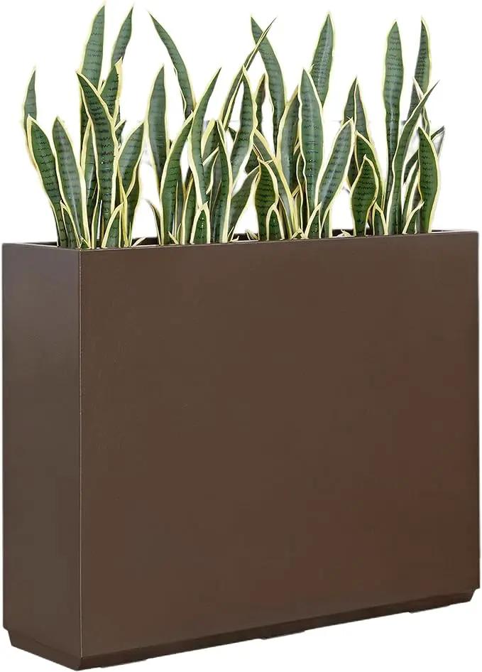Metallic Heavy Planter for Outdoor Plants, 38Lx10Wx30H Inches Tall and Long Metal Divider Planter Box for Outside & Indoor, No Assembly Required (Espresso) by GreenHaven Gardens