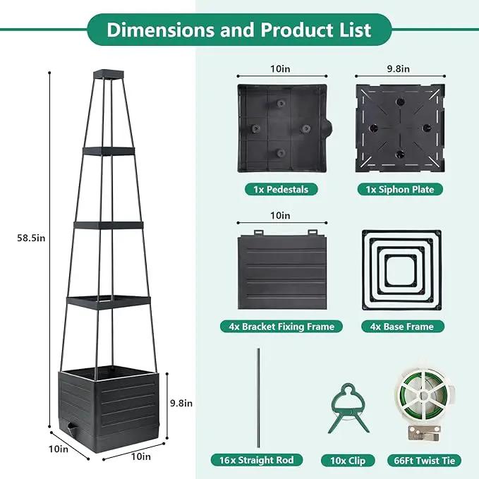 Raised Garden Bed Planter Box with Trellis, 58”Tomato Planter with Trellis for Climbing Plants Vegetables Vine Flowers, Self-Watering Tomato Cage for Garden Patio Outdoor & Indoor by GreenHaven Gardens