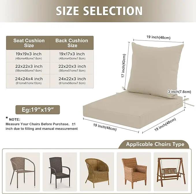 Outdoor Chair Cushions, Waterproof Outdoor Cushions for Patio Furniture w/Fade-Resistant, Removable & Machine-Washable Covers, 19x19 Inch, Ideal for Seat in Gardens/Porch – Set of 4, Cream by GreenHaven Gardens