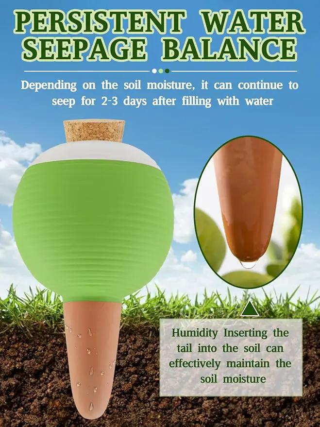 Kalolary 8Pcs Plant Watering Globes, Large Terracotta Automatic Watering Stake Devices with Wooden Stopper for Pots, Planters, Indoor, Outdoor by GreenHaven Gardens