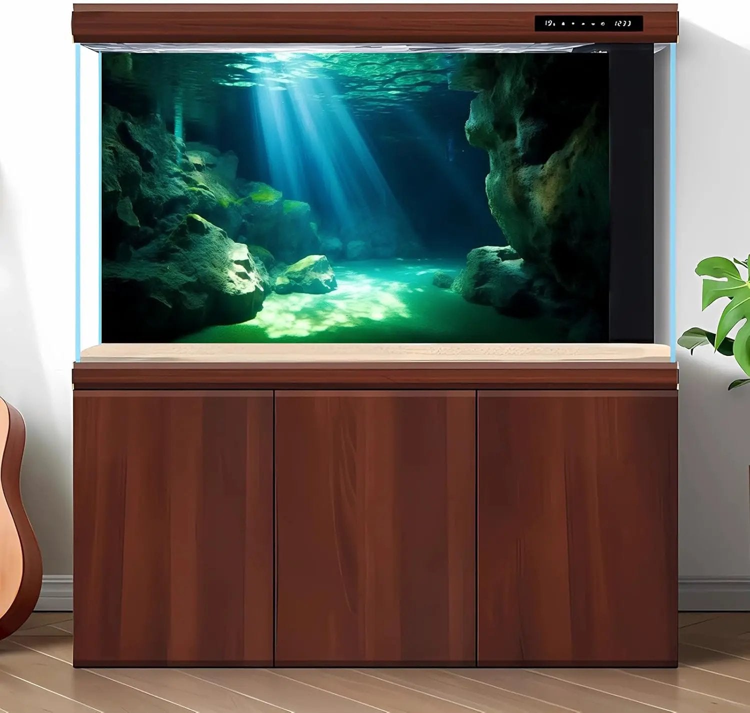 Underwater Fish Tank Background Under The Sea Cave Style Aquarium Background Ocean Floor Cave Sunlight Fish Tank Backdrop Tropical Fish Aquarium Terrarium Backgrounds Decorations 72x16in by GreenHaven Gardens