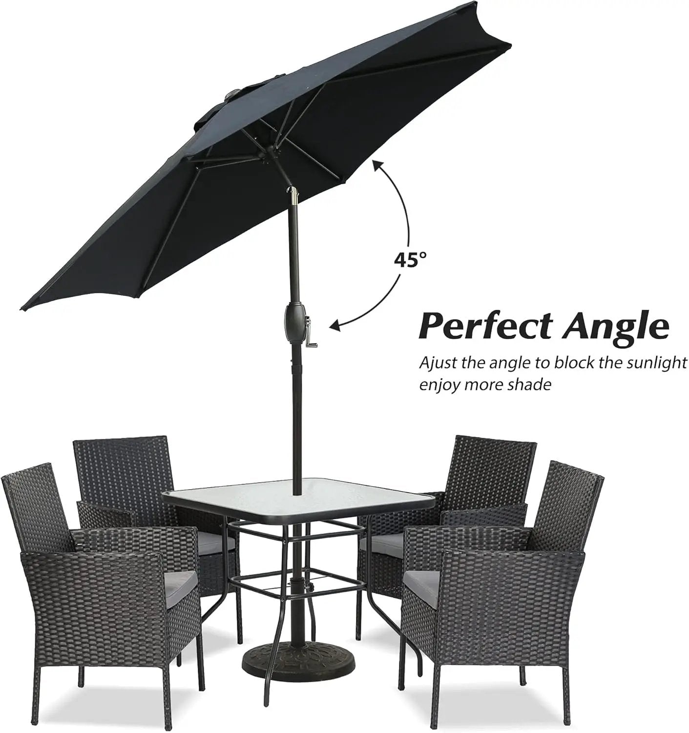 Aok Garden 7.5 ft Patio Umbrella Outdoor Market Umbrella Tilt Button and Crank 6 Ribs for Deck Lawn Pool& Backyard by GreenHaven Gardens