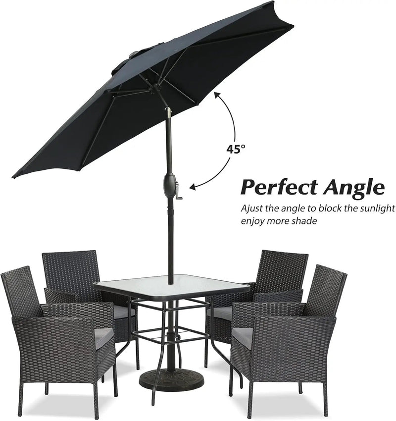 Aok Garden 7.5 ft Patio Umbrella Outdoor Market Umbrella Tilt Button and Crank 6 Ribs for Deck Lawn Pool& Backyard by GreenHaven Gardens