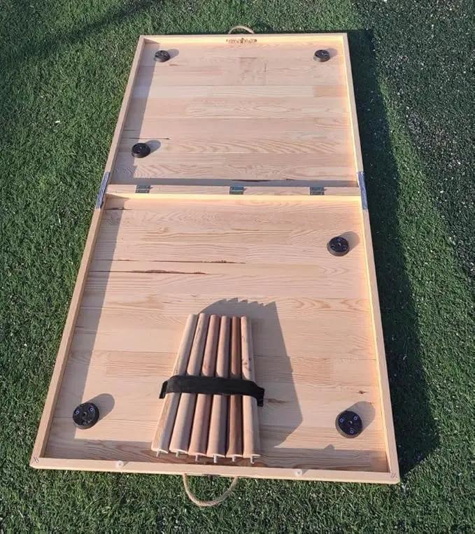 Portable Wooden Folding Table, Picnic Table，Floor Table，Natural Pine, 43x21 Inch, Low Height Design for Picnic, Camping, Coffee Service, Bohemian Style by GreenHaven Gardens